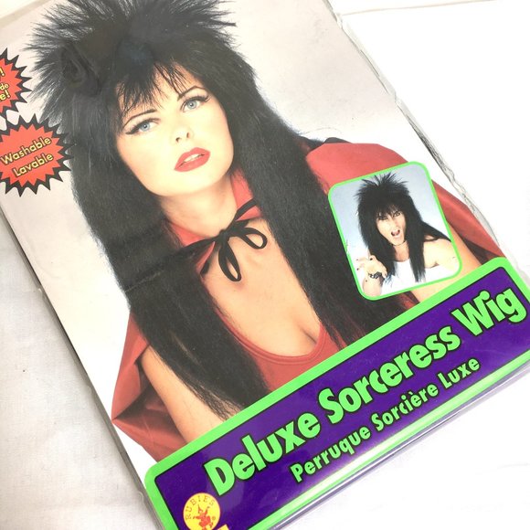 80s Punk Rock Star  Spikey Unisex Deluxe Black Wig Rubie’s 50719 NOS NWT - Picture 2 of 6